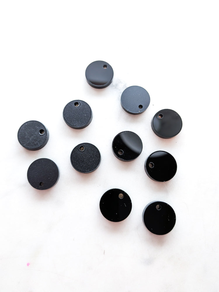 12.5mm or 15mm Black Circle Toppers/Studs- Various Pack Sizes