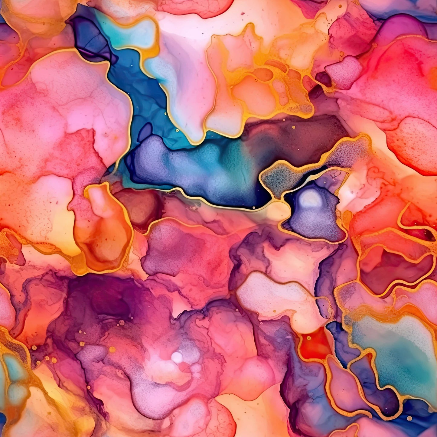 Cork - 30mm - Heart 2  - Alcohol Ink- 08