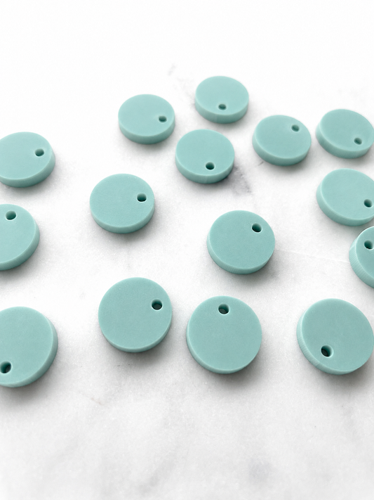 12.5mm or 15mm Aqua Mist Circle Toppers/Studs- Various Pack Sizes