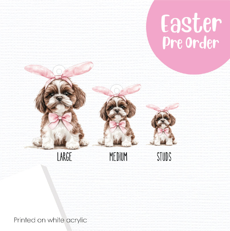 Easter Puppy Shih Tzu printed on White Acrylic