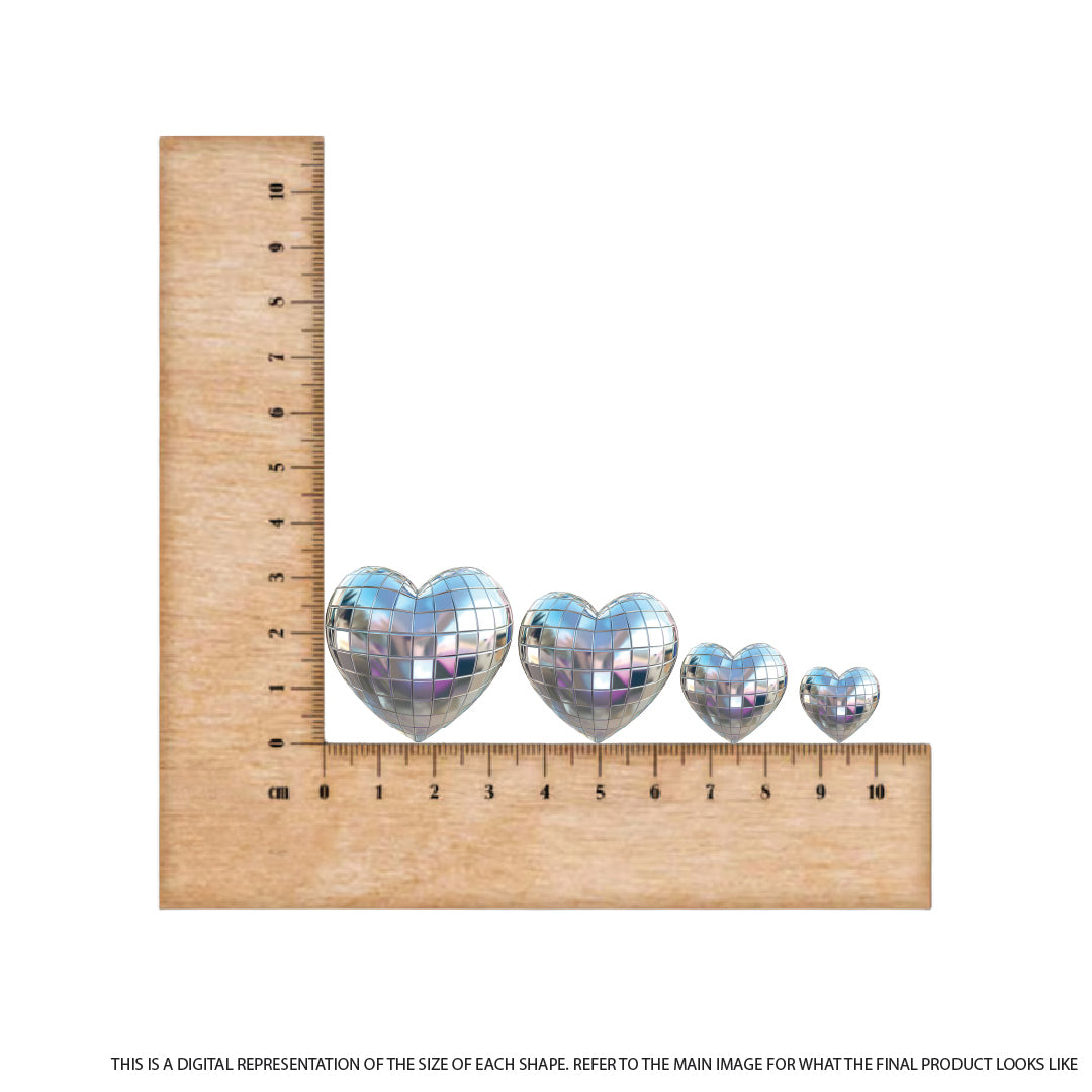 Silver Disco Heart on Silver Mirror Acrylic