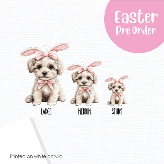 Easter Puppy Morkie printed on White Acrylic