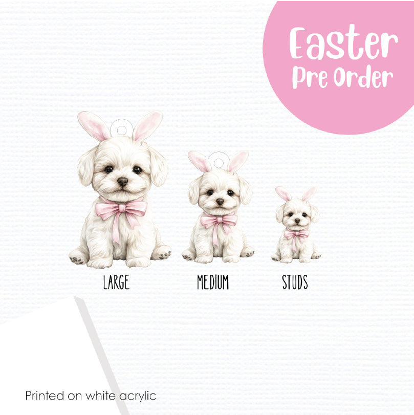 Easter Puppy Maltese printed on White Acrylic