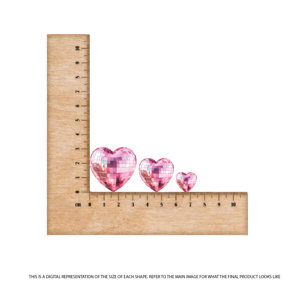 Disco Pink Love Heart on Bright Pink Mirror Acrylic