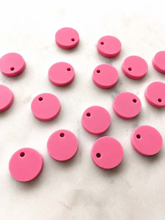 12.5mm or 15mm Mid Pink Circle Toppers/Studs - Various Pack Sizes