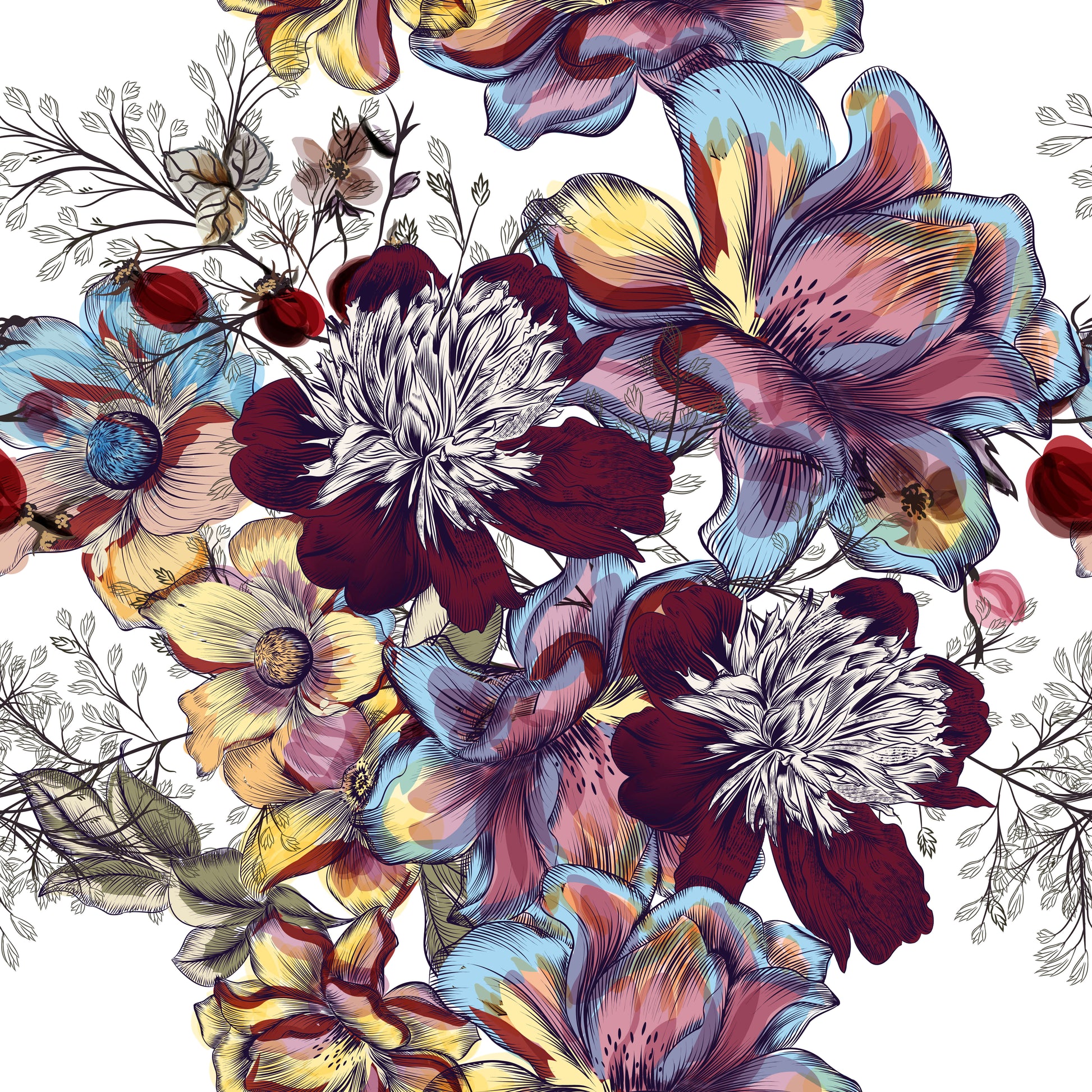 Pattern for printing on leather, acrylic, wood or cork for earring blanks or earring supplies in pattern style - Pattern -  Blooms - 06