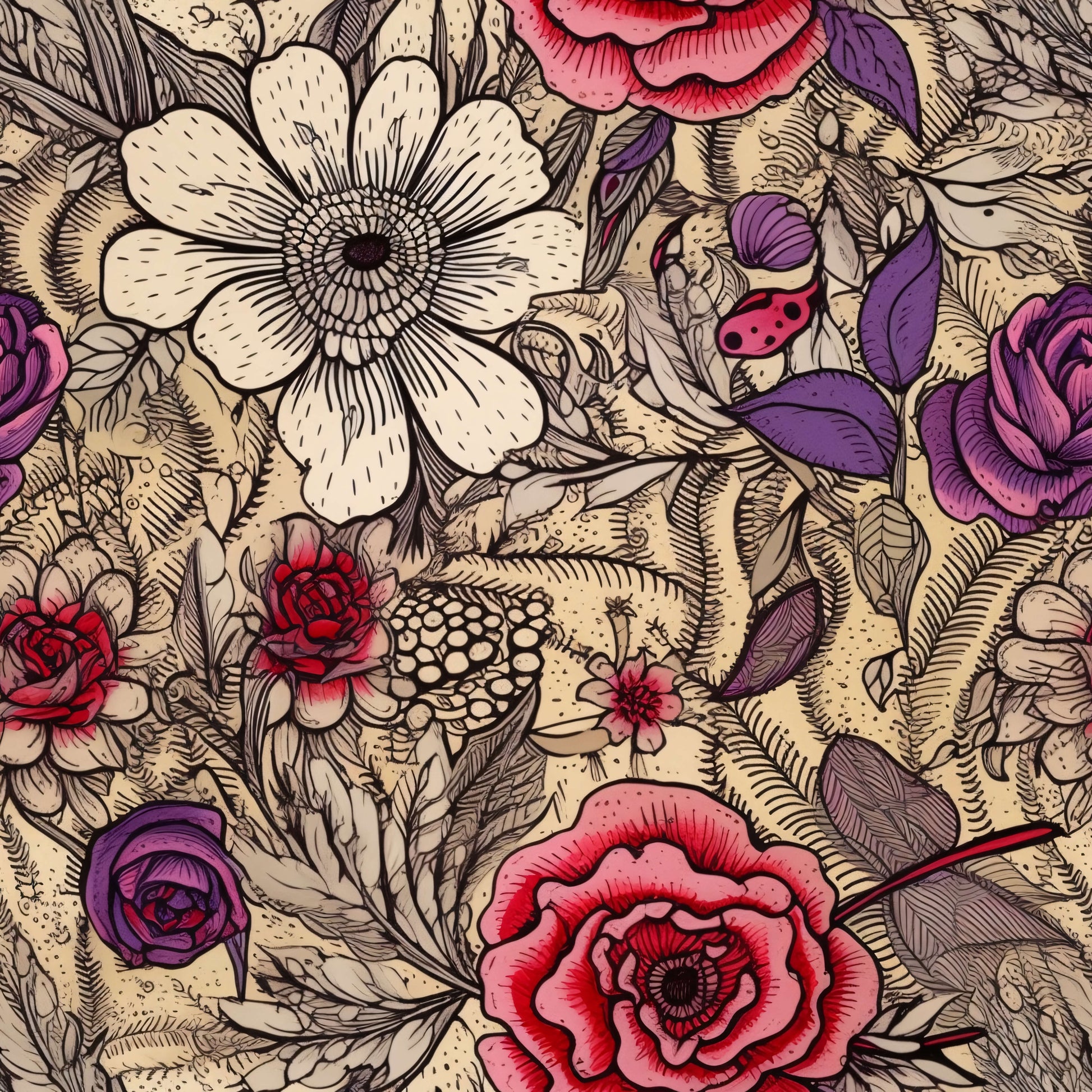 Pattern for printing on leather, acrylic, wood or cork for earring blanks or earring supplies in pattern style - Pattern -  Blooms - 22