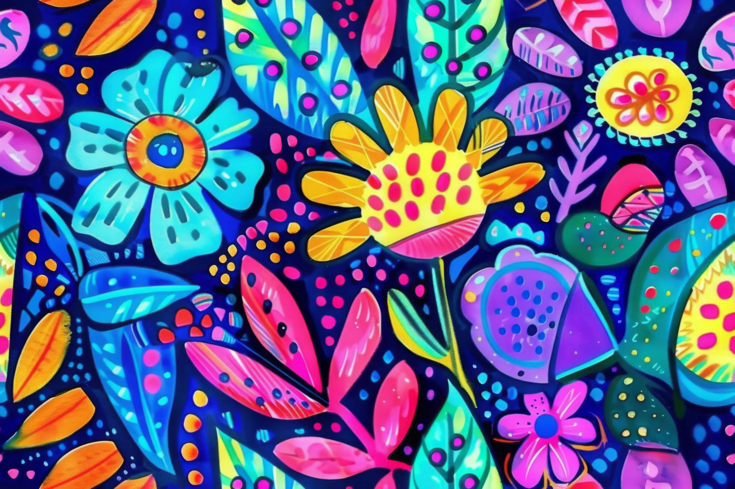 Clear Acrylic - 1.5cm Circle - Studs - Bold Floral - 94