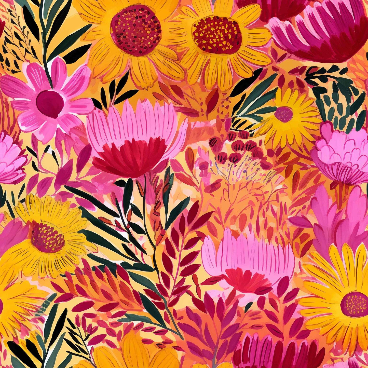 Clear Acrylic - 2cm Circle - 1 Hole - Bold Floral - 70