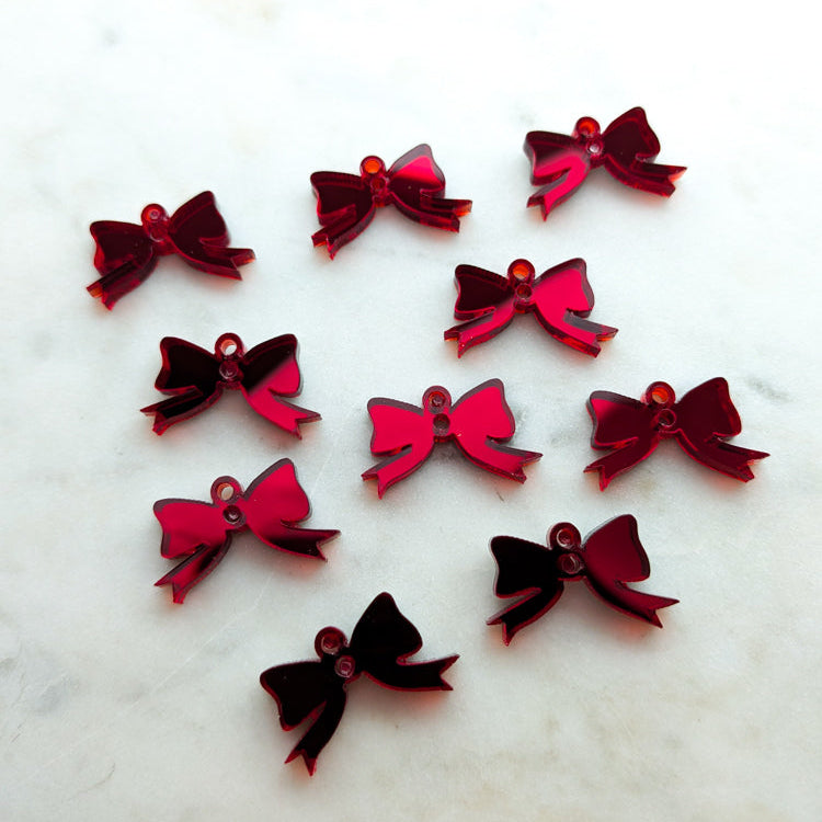 25mm Red Mirror Bows