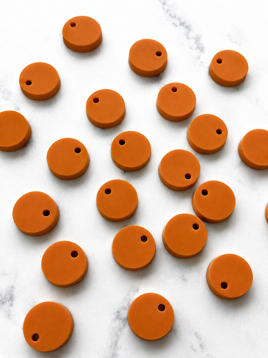 12.5mm or 15mm Burnt Orange Circle Toppers/Studs- Various Pack Sizes