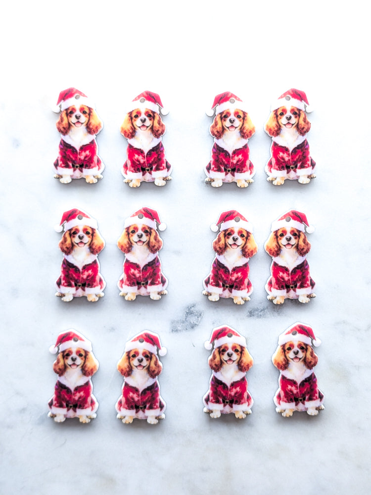 Christmas Cavalier on White Acrylic - 35mm high - 1pair (2pcs)