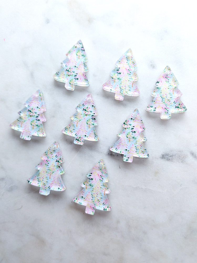Clear Acrylic - 3cm Christmas Tree - 1 Hole - Christmas - 116 - 1 pair (2pcs)