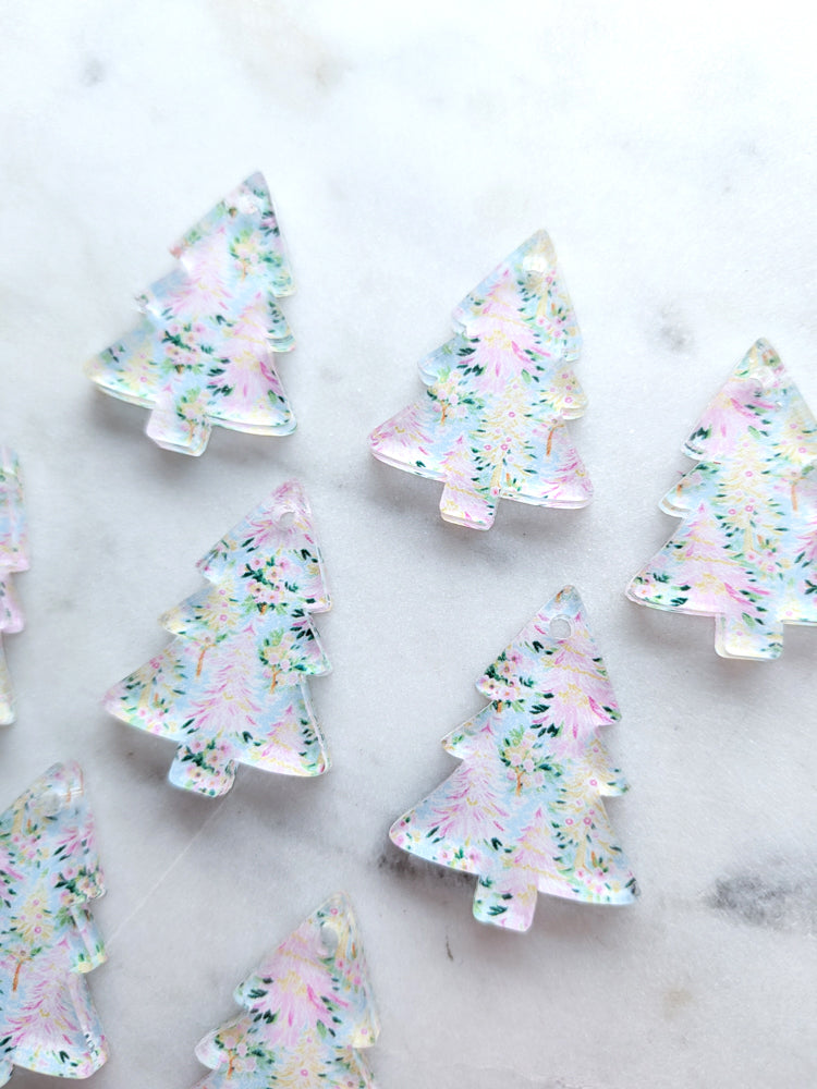 Clear Acrylic - 3cm Christmas Tree - 1 Hole - Christmas - 116 - 1 pair (2pcs)