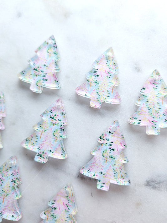 Clear Acrylic - 3cm Christmas Tree - 1 Hole - Christmas - 116 - 1 pair (2pcs)
