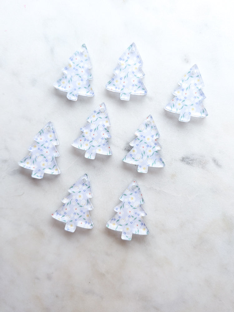Clear Acrylic - 3cm Christmas Tree - 1 Hole - Happy Days - 06 - 1 pair (2pcs)