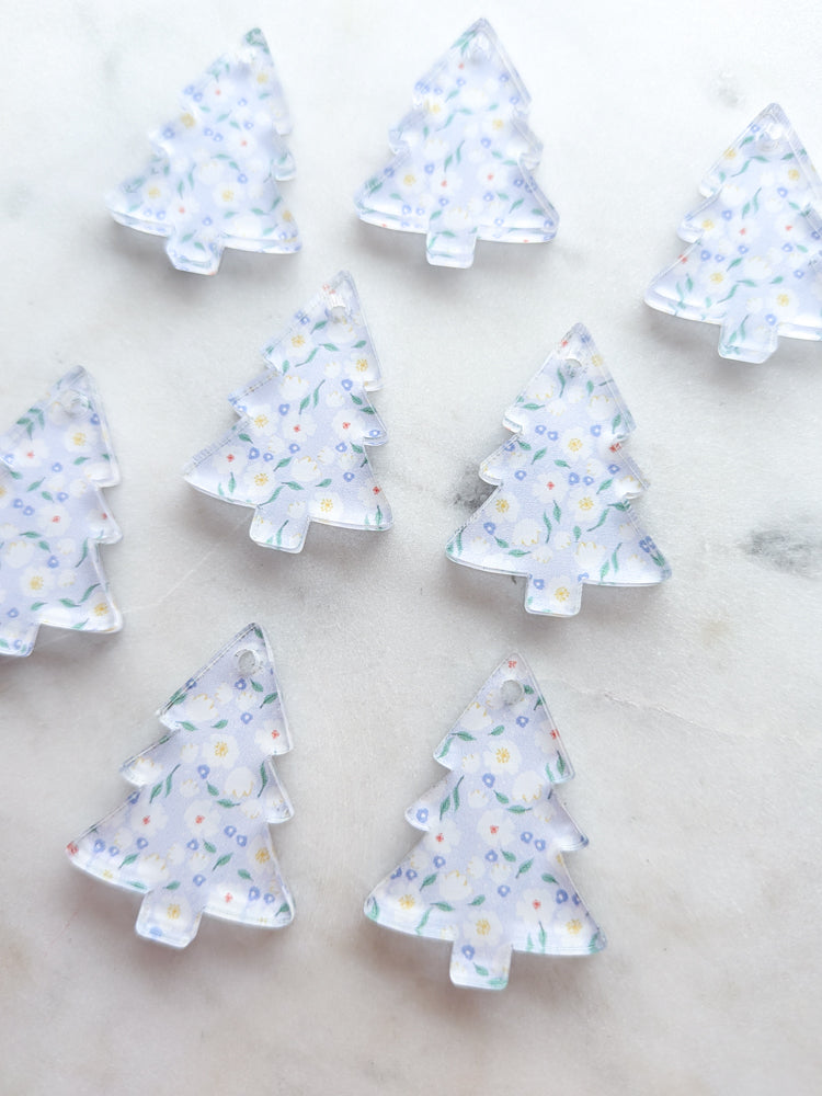 Clear Acrylic - 3cm Christmas Tree - 1 Hole - Happy Days - 06 - 1 pair (2pcs)
