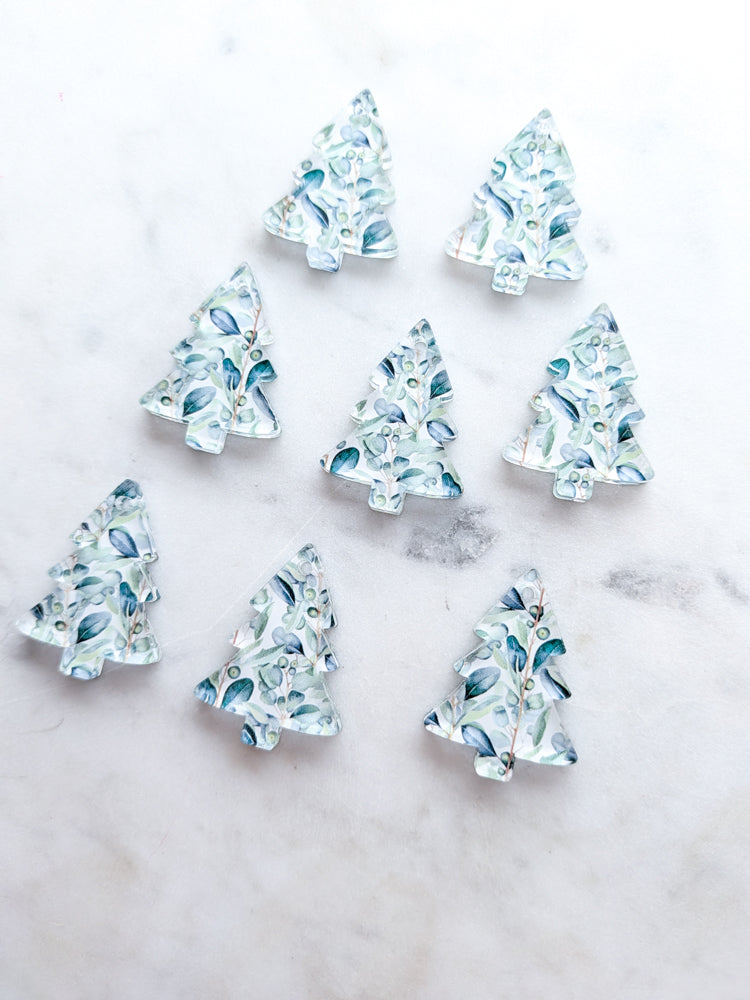Clear Acrylic - 3cm Christmas Tree - 1 Hole - Australian Native 35 - 1 pair (2pcs)