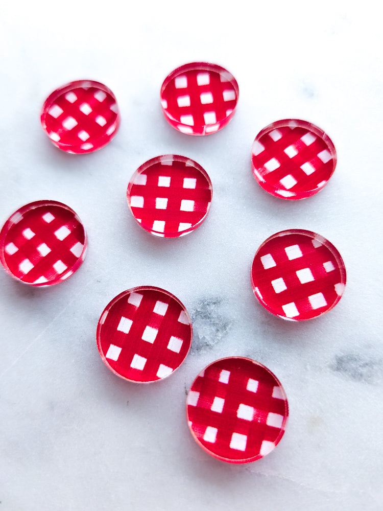 Clear Acrylic - 1.5cm Circle - Stud - Christmas - 16 - 1 pair (2pcs)