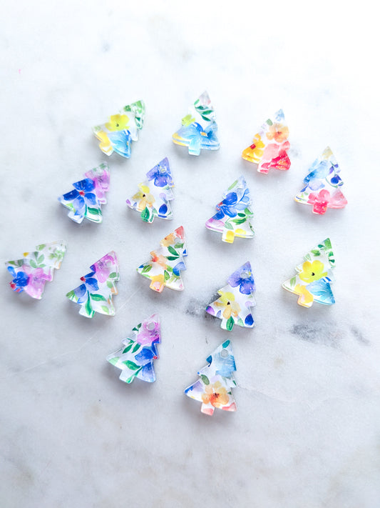 Clear Acrylic - 2cm Christmas Tree - 1 hole - Spring - 16 - 1 pair(2pcs)