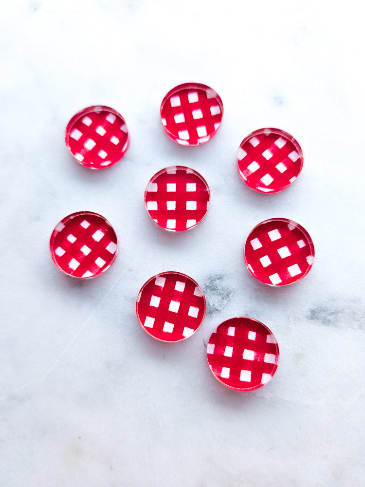 Clear Acrylic - 1.5cm Circle - Stud - Christmas - 16 - 1 pair (2pcs)