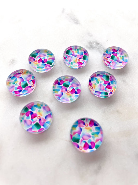 1.5cm Circle - Studs- Clear Acrylic - Watercolour - 46