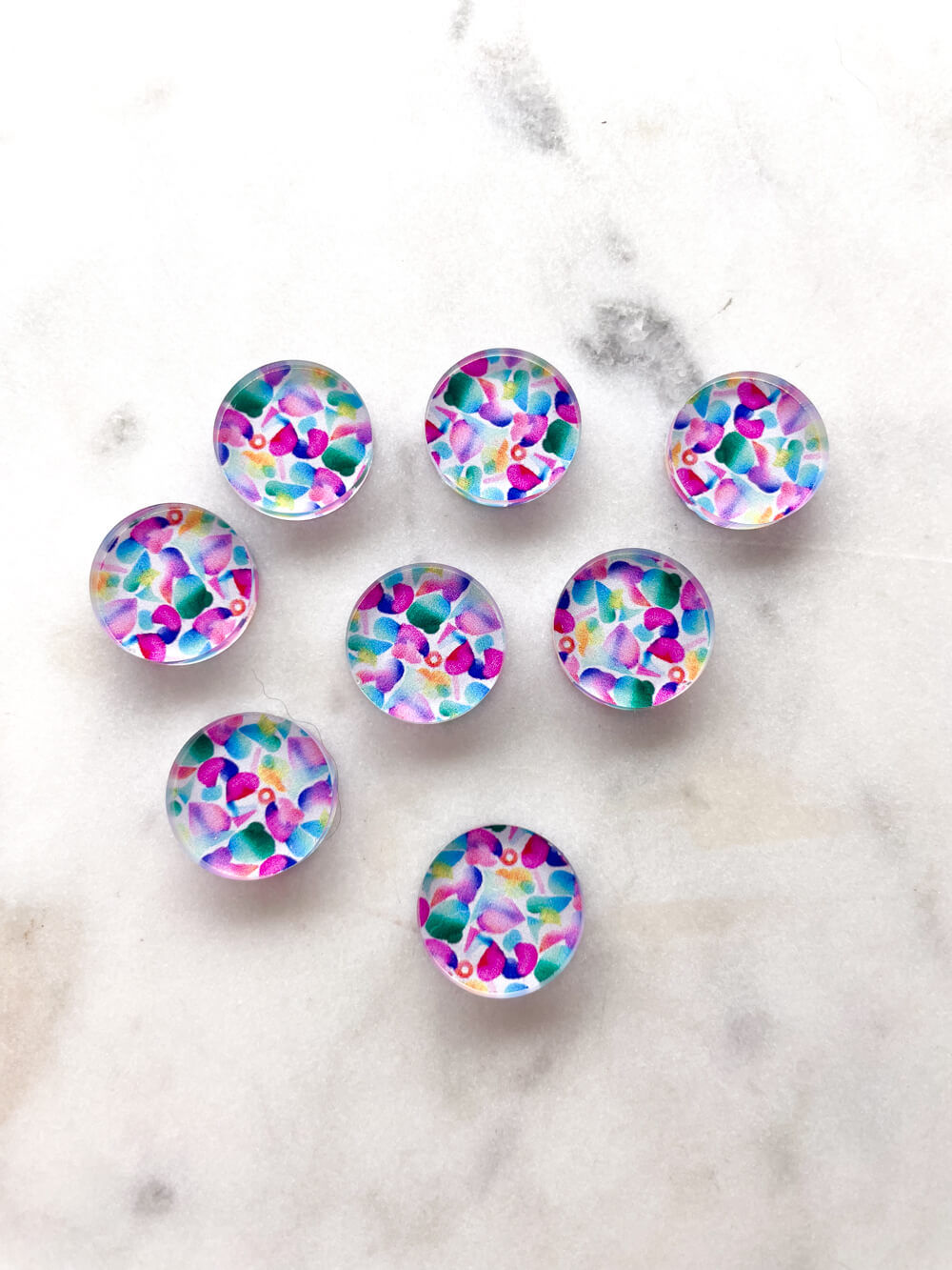 1.5cm Circle - Studs- Clear Acrylic - Watercolour - 46