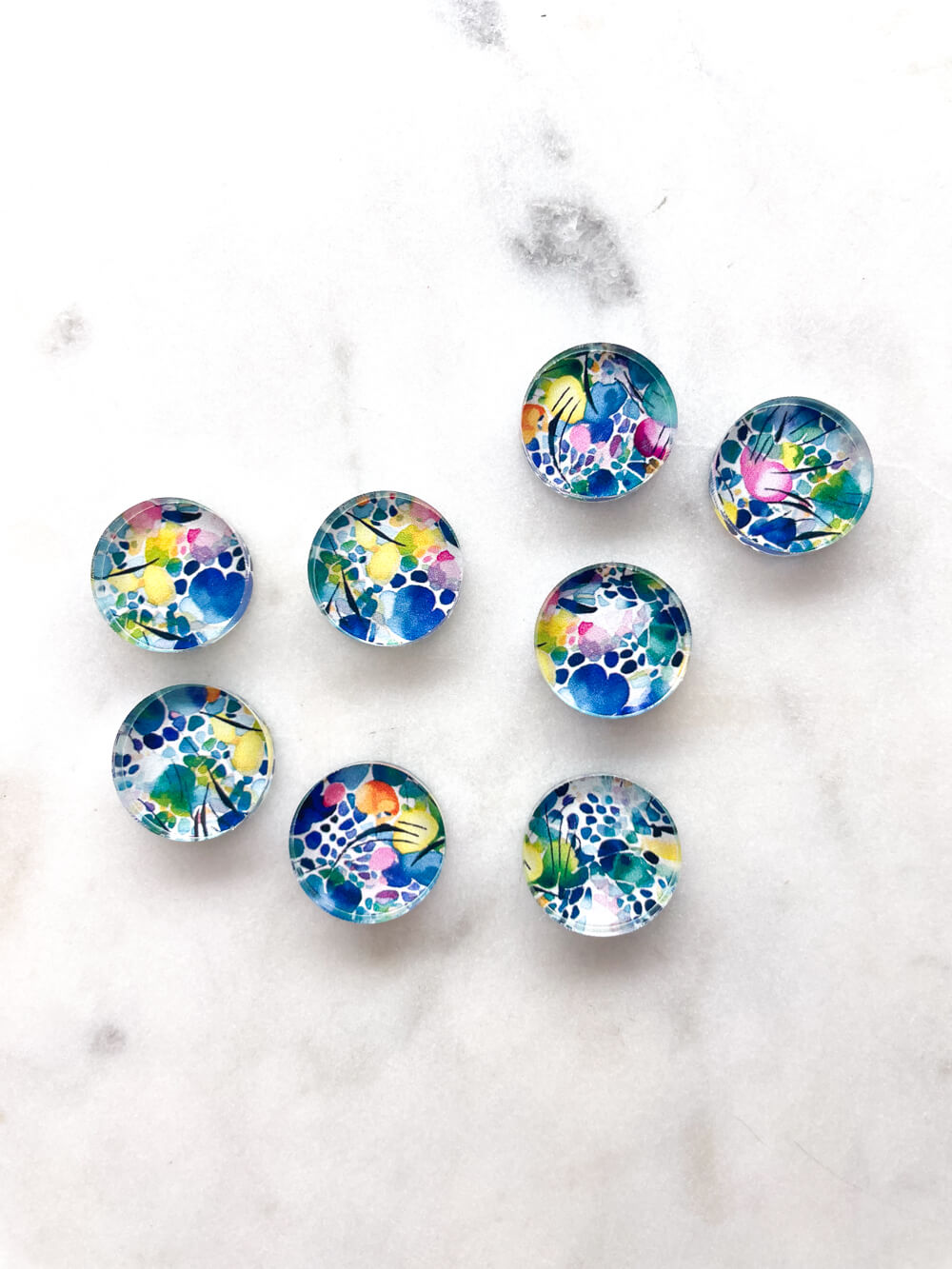 1.5cm Circle - Studs- Clear Acrylic - Watercolour - 49