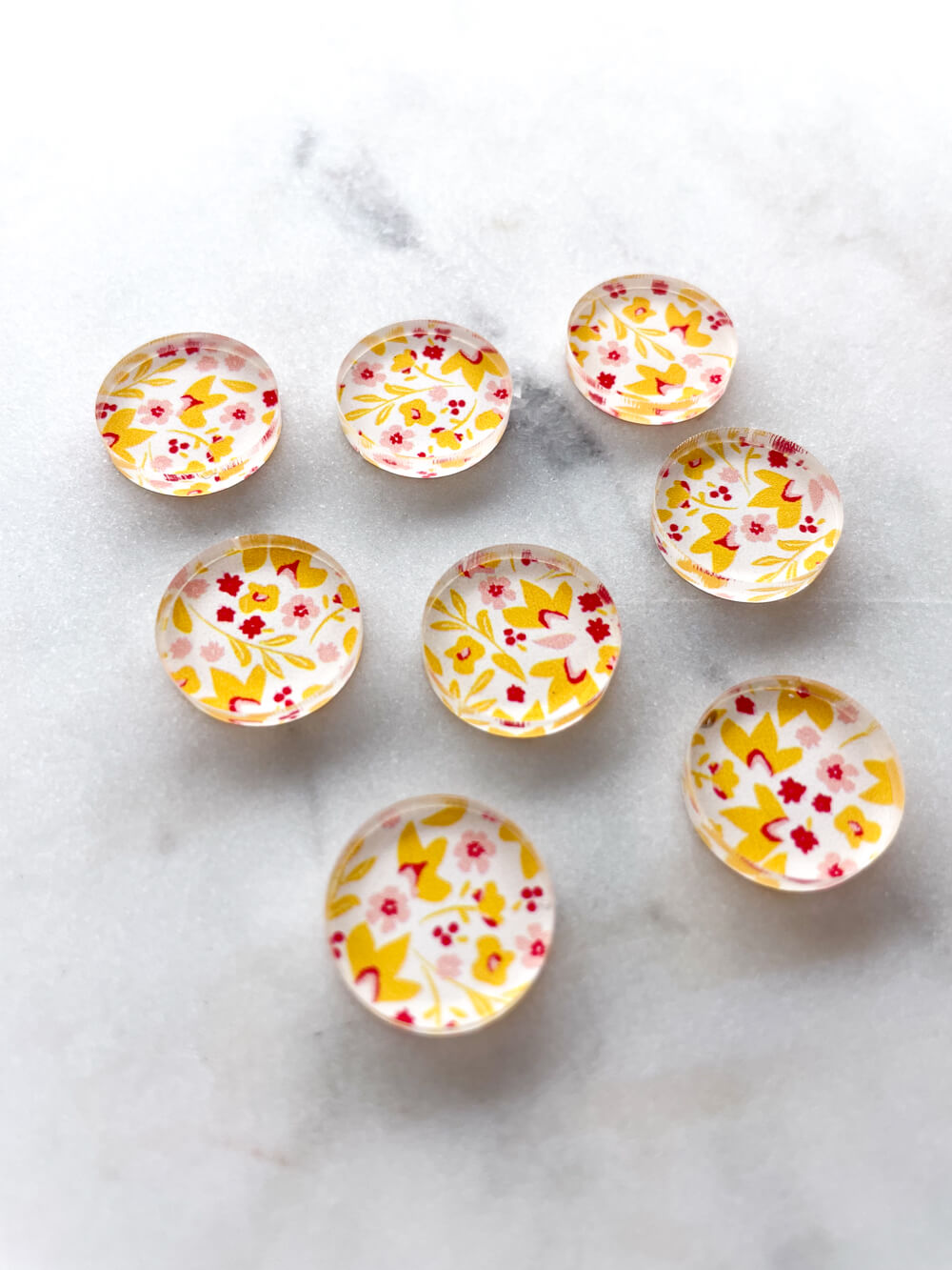 1.5cm Circle - Studs- Clear Acrylic - Blossoming Days - 07
