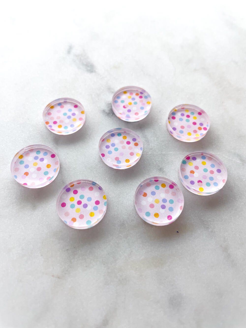 1.5cm Circle - Studs- Clear Acrylic - Pastels - 11