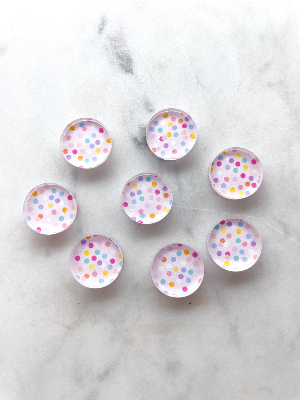 1.5cm Circle - Studs- Clear Acrylic - Pastels - 11