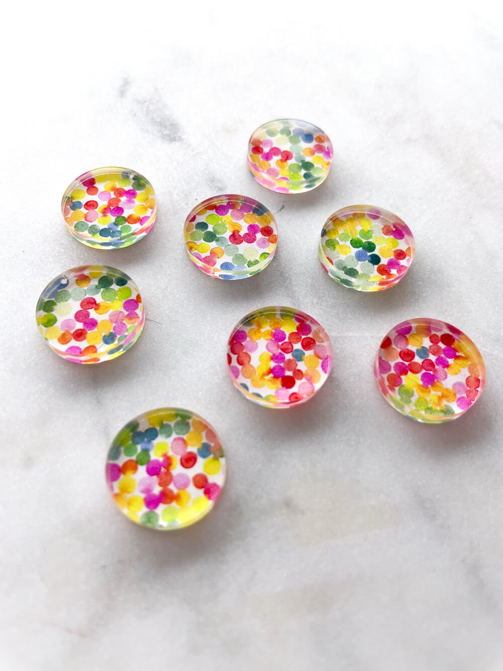 1.5cm Circle - Studs- Clear Acrylic - Watercolour - 11
