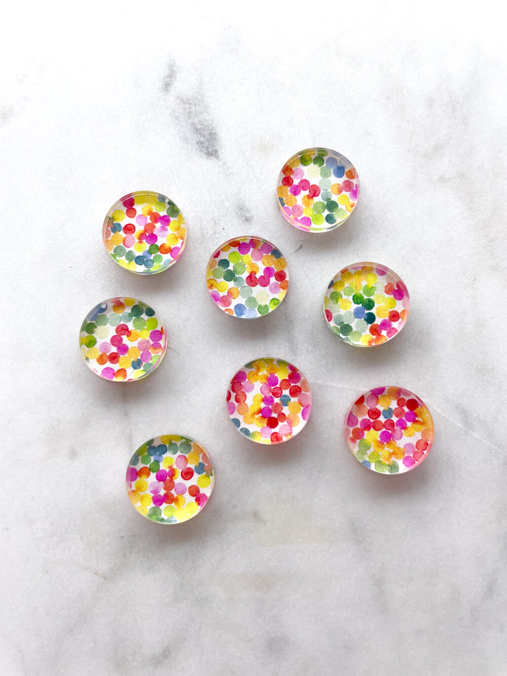 1.5cm Circle - Studs- Clear Acrylic - Watercolour - 11