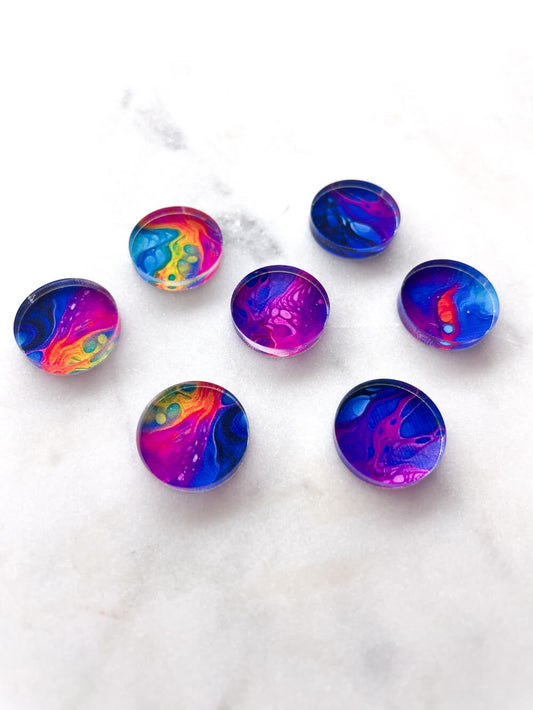 1.5cm Circle - Studs- Clear Acrylic - Alcohol Ink- 21