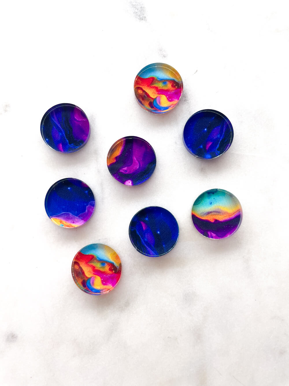 1.5cm Circle - Studs- Clear Acrylic - Alcohol Ink- 19