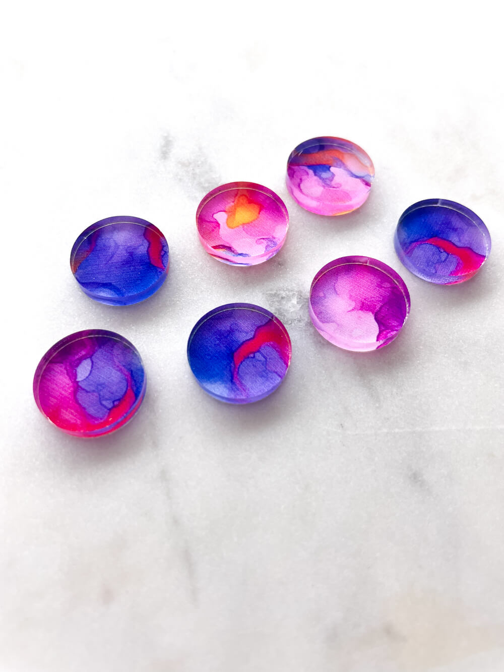 1.5cm Circle - Studs- Clear Acrylic - Alcohol Ink- 15