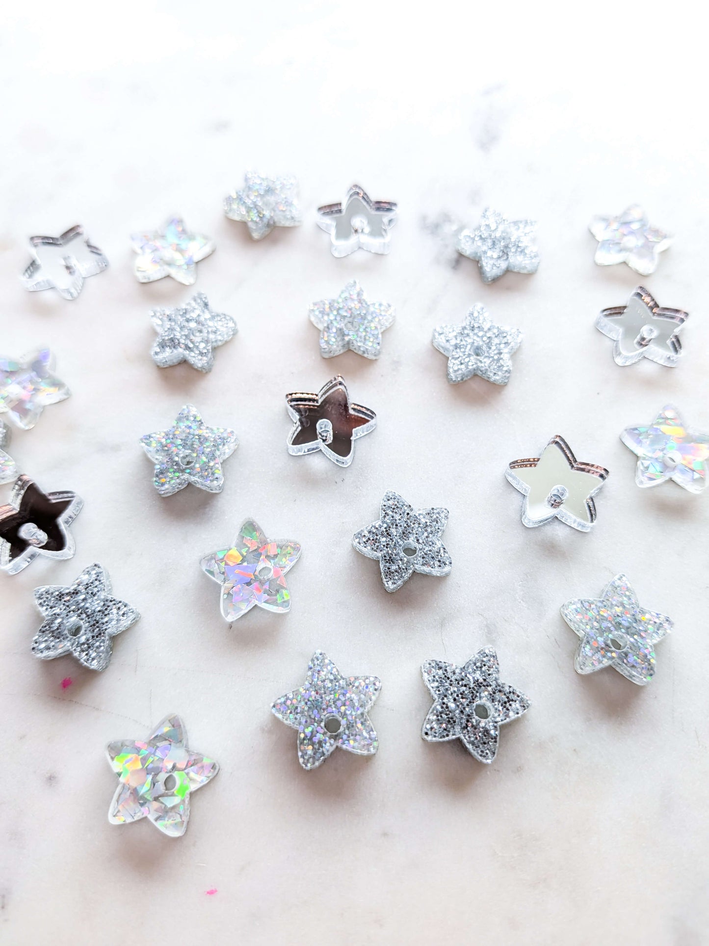15mm Star Silver Mixed Pack Topper/Studs - 12 pairs (24pcs)