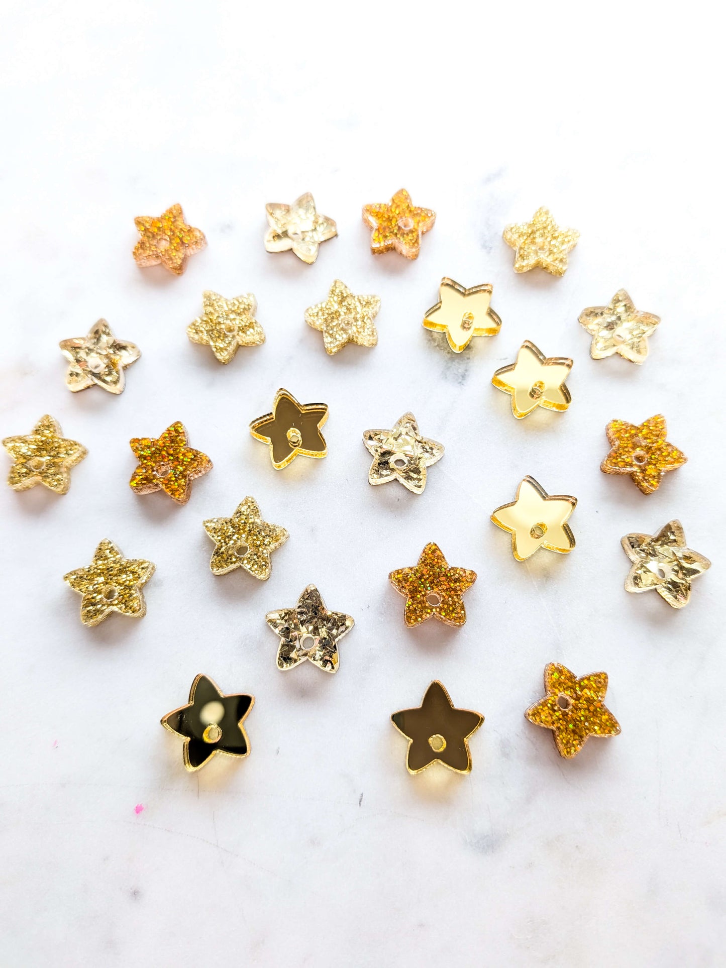 15mm Star Gold Mixed Pack Topper/Studs - 12 pairs (24pcs)
