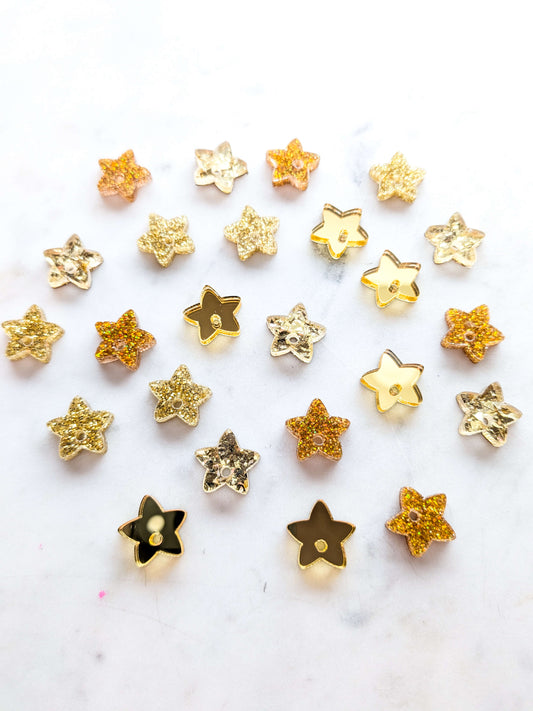 15mm Star Gold Mixed Pack Topper/Studs - 12 pairs (24pcs)