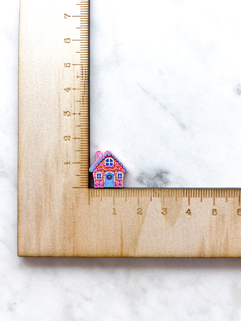 Studs - Gingerbread House on Baby Pink Acrylic