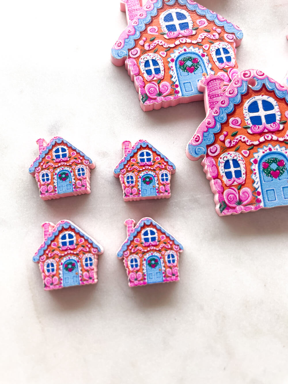 Large - Gingerbread House on Baby Pink Acrylic