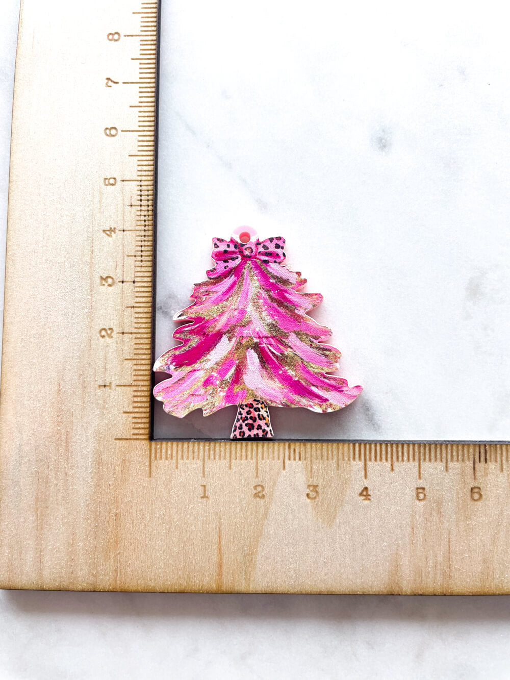 Large - Brushtroke Christmas Tree 3 on Baby Pink Acrylic