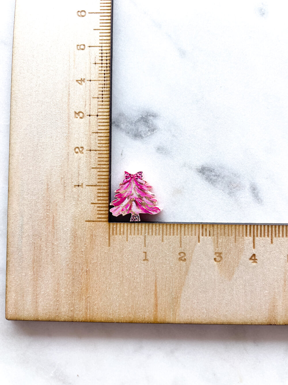 Studs - Brushstroke Christmas Tree 3 on Baby Pink Acrylic