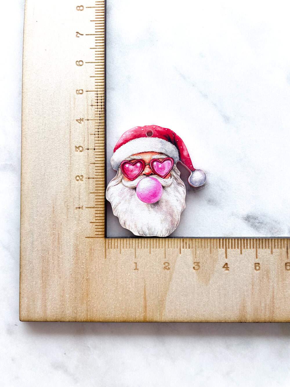 Large - Santa blowing bubble on Baby Pink Acrylic