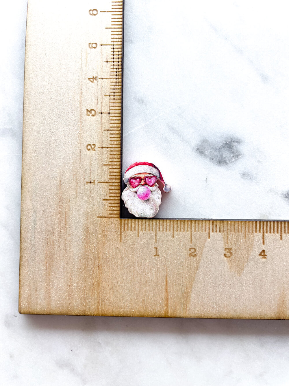 Studs - Santa blowing bubble on Baby Pink Acrylic