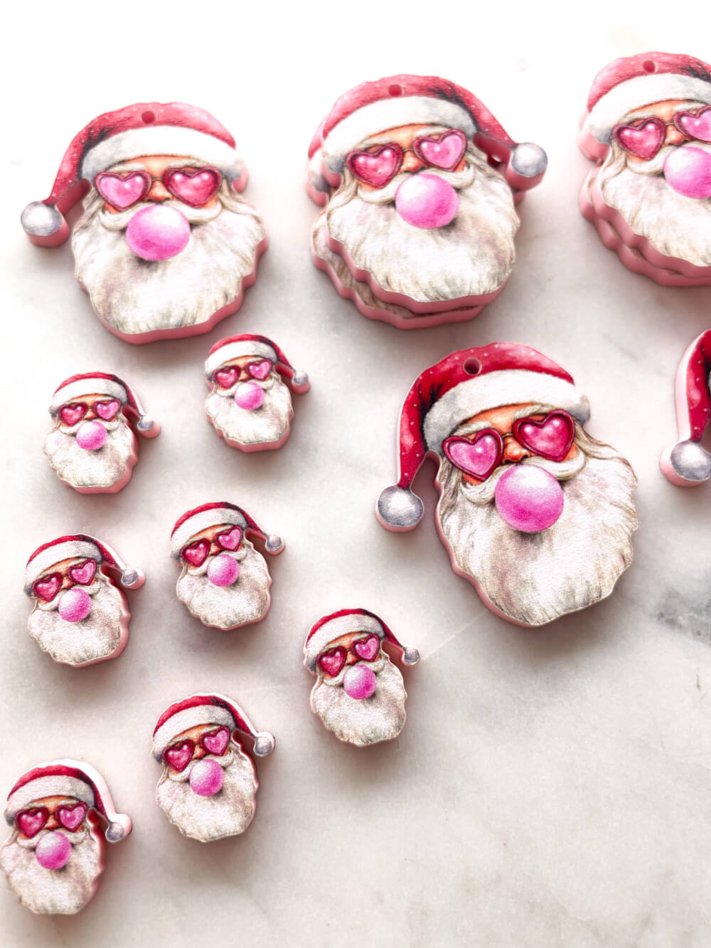 Large - Santa blowing bubble on Baby Pink Acrylic