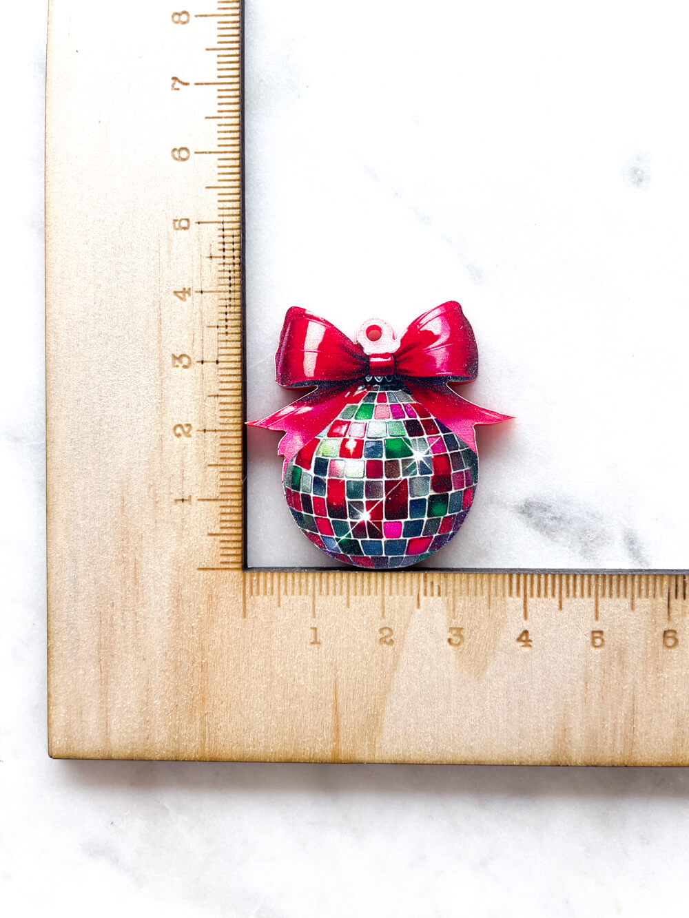 Large - Red Disco Ball Bauble on Red Acrylic