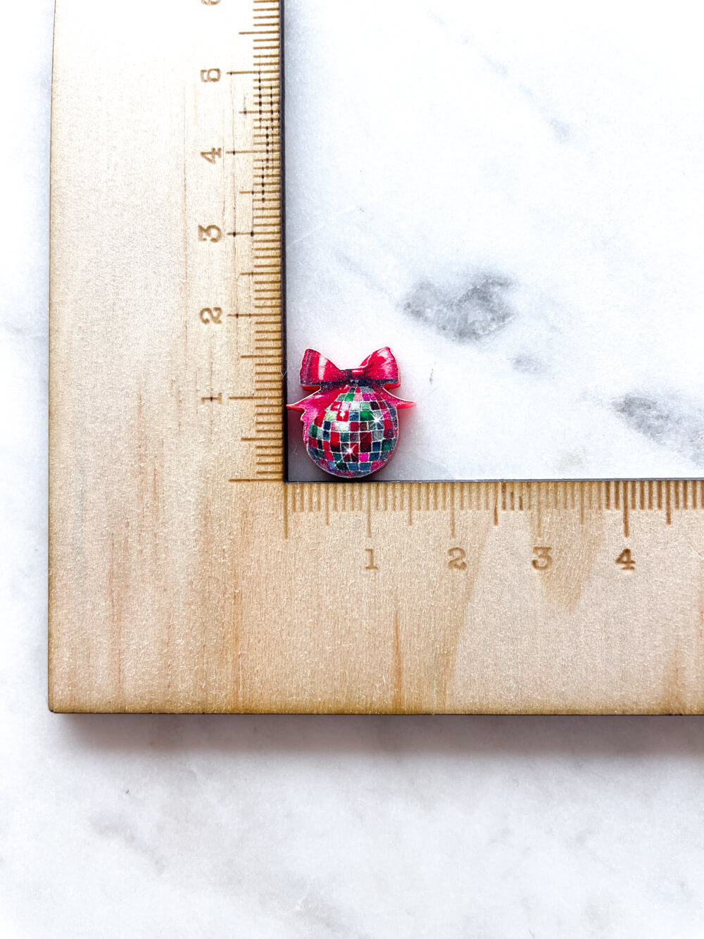 Studs - Red Disco Ball Bauble on Red Acrylic