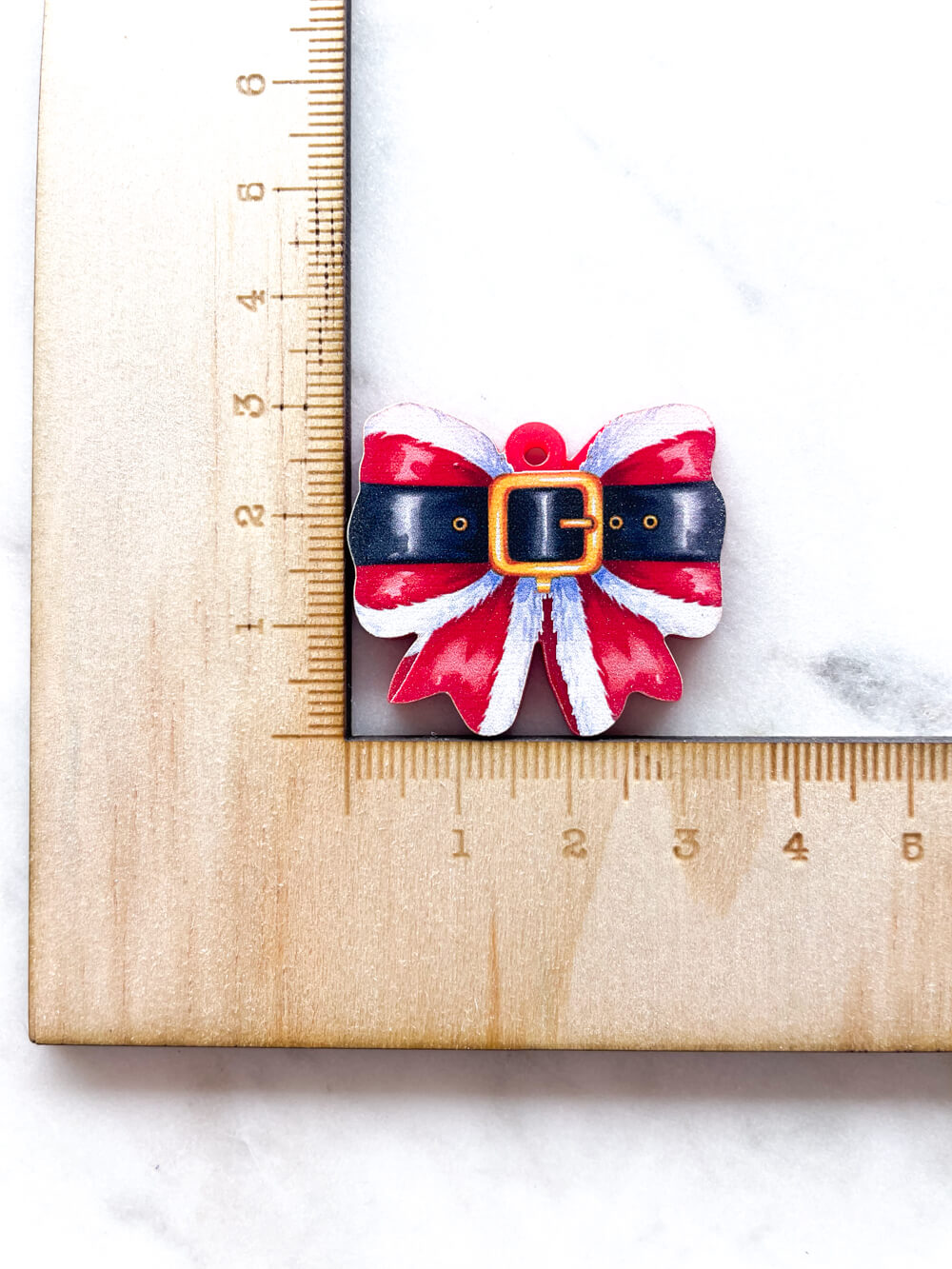 Large - Santa Belt Bow on Red Acrylic