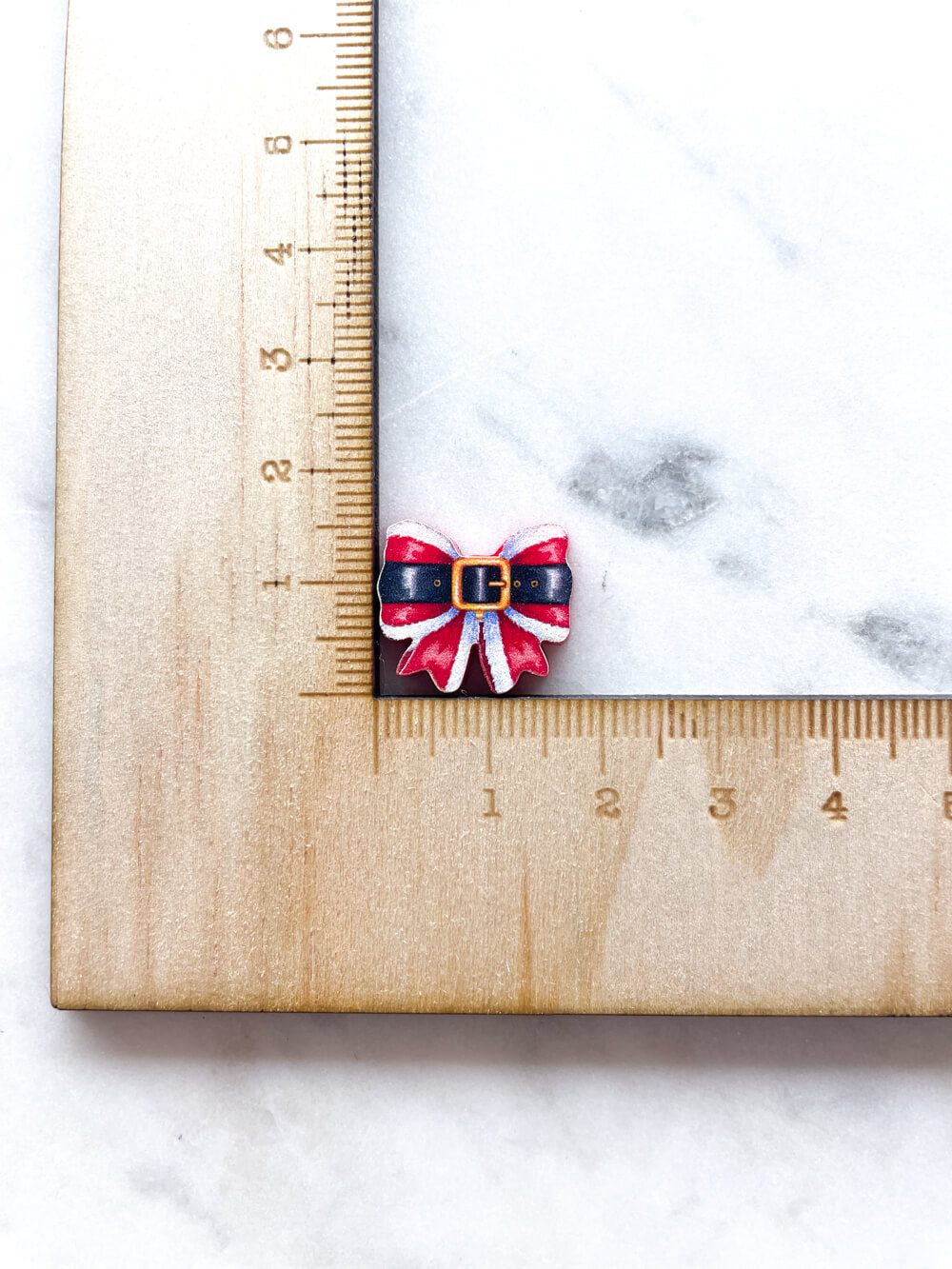 Studs - Santa Belt Bow on Red Acrylic